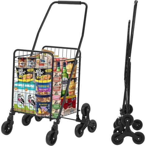 Chariot de Courses Panier (83L)- Caddie Pliable à 4 Roues Pivotantes 360°-Capacité 50KG-NOIR