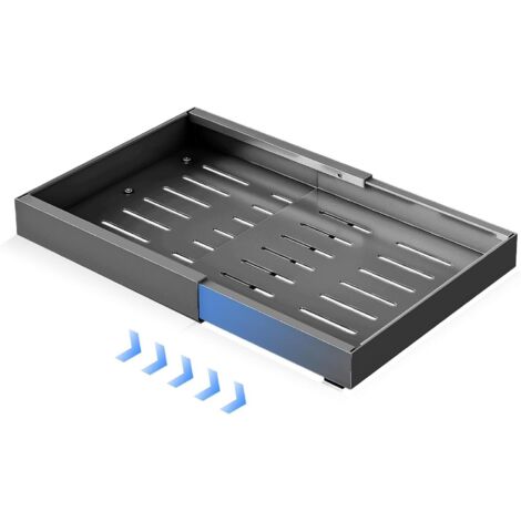 Lunsy – Tiroir coulissant extensible pour armoires de cuisine – Acier au carbone – Largeur réglable 32 à 68,5 cm – Installation sans perçage – Noir
