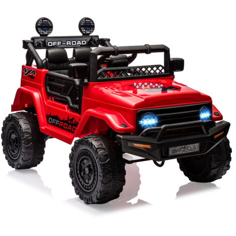 12V Voiture éLectrique pour Enfants avec téléCommande, Musique, LumièRes LED, SystèMe De Suspension, Double Portes, Ceinture De séCurité,Rouge (1/5)