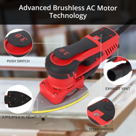 Ponceuse électrique Sans Fil 16,8V, 3500 Tr/min, Batterie 3,0 Ah, 36 Papiers Abrasifs, Légère (0,7 Kg) Pour Bois Et Métal