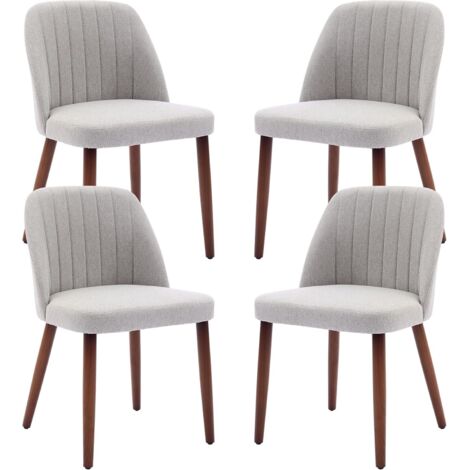 Lot de 4 Chaises de Salle à Manger, Chaise de Cuisine, Chaise de salon, Dossier en Tissu et Pieds en Bois,gris (1/5)