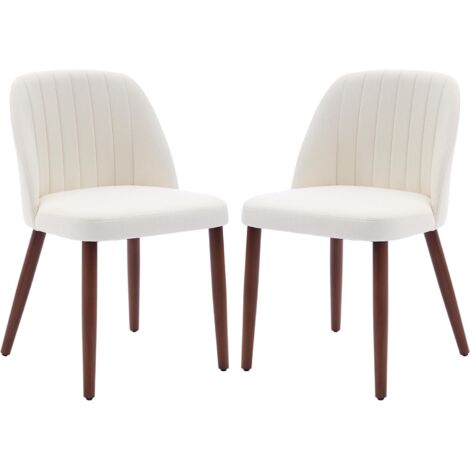 Lot de 2 Chaises de Salle à Manger, Chaise de Cuisine, Chaise de salon, Dossier en Tissu et Pieds en Bois,beige (1/5)