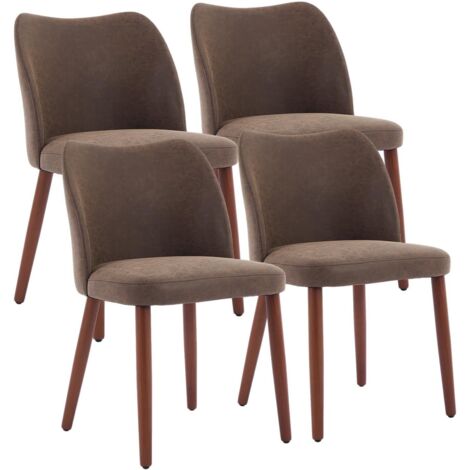 Lot de 4 Chaise de salle à manger - Revêtement synthétique - 48x51x75cm - cafe (1/5)