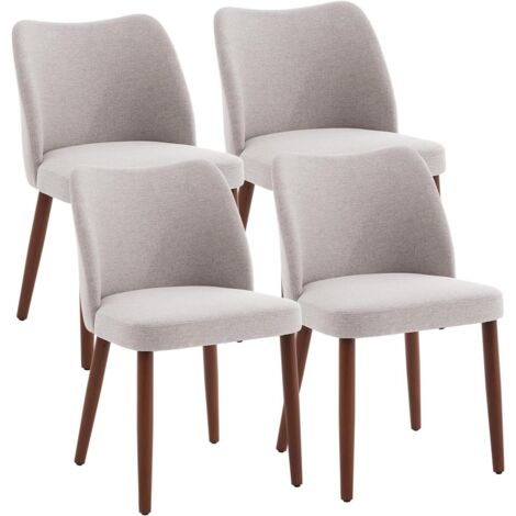 Lot de 4 Chaises de salle à manger aspect cuir avec forme ergonomique,Pieds en Bois, design moderne,Gris (1/5)