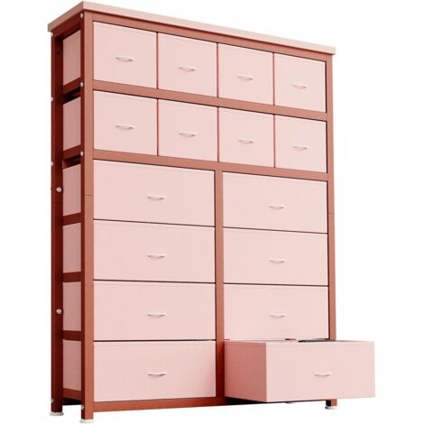 Commode de Rangement à 16 Tiroirs en Tissu, Armoire Multifonctionnelle avec Cadre Métallique et Plateau en Bois MDF, Meuble Organisateur pour Chambre, Salon et Couloir (1/5)