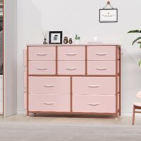 Commode avec 10 tiroirs en Tissu, Commode Chambre, Meuble de Rangement, Meuble Chambre, Armoire à tiroirs pour Cuisine, Bureau, Couloir, Meuble TV avec tiroirs,ROSE,9989CM
