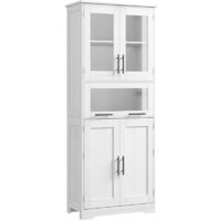 Meuble Colonne de Salle de Bain,Meuble de salle de bain 170 cm, meuble de salle de bain meuble haut avec portes et étagère réglable, meuble de salle de bain étroit blanc