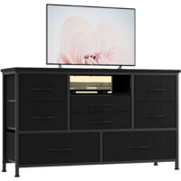 Commode à 8 Tiroirs Avec Lumière LED, Commode Chambre Adulte - Meuble de Rangement Chambre,Commode Tiroir en Tissu avec Cadre en Acier Solide, Idéal Commode Rangement pour La Chambre et Le Salon, Noi