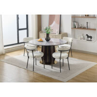 Chaises de Salle à Manger en Fausse Fourrure Lot de 4 Chaise Salle a Manger Moderne, Chaise de Cuisine sans Accoudoirs,Beige