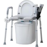 Rehausseur toilette adulte, Rehausseur WC Adulte pour les Seniors avec des Ventouses Maximisent la Sécurité, Cadre Sécurité WC Résistant avec Coussin de Siège Moelleux