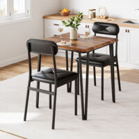 Table de Salle à Manger avec 2 Chaises Ensemble Table à Manger et 2 Chaise en Bois pour Cusine, Salle de Manger,cadre en acier, Marron rustique et noir