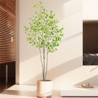 Plantes artificielles Grand arbre Ficus artificiel avec feuilles lisses et brillantes, arbre artificiel en pot, pour salon 120 cm