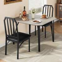 Table de Cuisine 2 Personnes, Table Cuisine avec Chaise Rembourée, Chaises Encastrables, Table Carrée pour Coin, 74x74x76cm, Salle à Manger, Gris