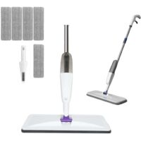 Balai Serpillère Balai Lave Sol avec Vaporisateur Spray Mop Balai Pulvérisateur avec 5 Tampons Microfibre Réservoir Nettoyage Sol
