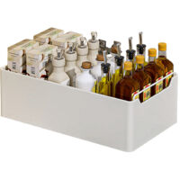 Tiroir Coulissant - 30 x 43 x 14 cm - Acier au Carbone - Organisateur de Cuisine - Rétractable -Blanc