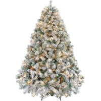 Sapin de Noël Lumineux LED 270CM -150 Lumières Blanc Chaud- PVC-Socle en Métal-Décoration de Noël