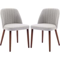 Lot de 2 Chaises de Salle à Manger, Chaise de Cuisine, Chaise de salon, Dossier en Tissu et Pieds en Bois,gris