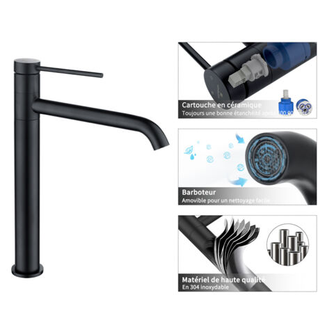 Grifo De Lavabo Caño Alto Monza Negro Mate Imex