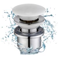Válvula de Desagüe Pop-Up para Lavabo con Rebosadero y Filtro, Tapón Click-Clack en Latón Cromado para Lavamanos