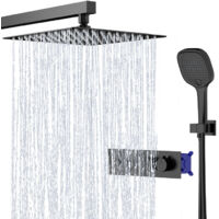 Conjunto de Ducha 38℃ Termostatica (Barra Altura Ajustable 910 mm -1320 mm) con alcachofa Ajustable Sistema de Ducha Cromado HOMELODY