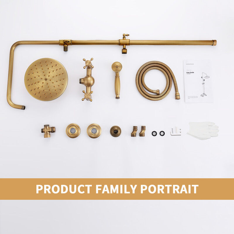 Set Doccia Retrò In Ottone Antico - Colonna Con Soffione Effetto Pioggia 20 Cm - Foto 7