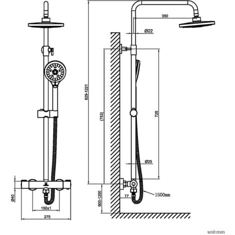 Colonne Doccia Termostatiche Sistema Doccia con Miscelatore Termostatico Colonna Doccia Rubinetto in Ottone Set Doccia Barra Regolabile