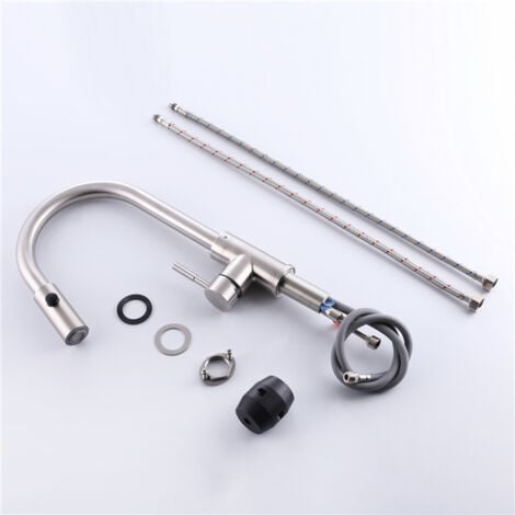 Rubinetto Lavello Cucina Doccetta Estraibile Rubinetto Cucina In Acciaio Inox Spazzolato Miscelatore Cucina Girevole a 360° Rubinetti Monocomando 2 Funzioni
