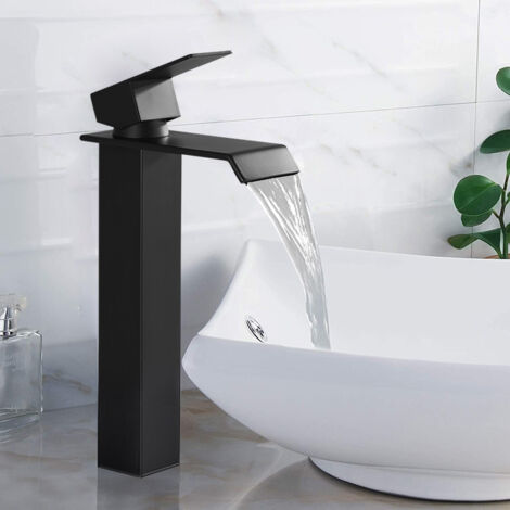 Rubinetto Bagno/Cucina Nero Con Display LED A Cascata E Termometro - Monocomando - 2