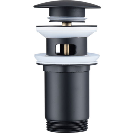 Scarico per Lavabo Nero Scarico Pop-up con Troppo Pieno Automatico Universale per Lavabo Vasca da Bagno Attrezzato con Cestello-filtro