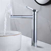 Rubinetto Bagno Lavabo Alto Miscelatore Bocca Girevole 360° Miscelatore Monocomando per lavandino del Bagno Cromo