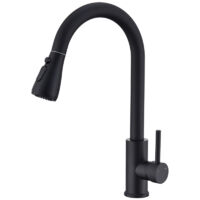 Rubinetto da Cucina con Doccetta Estraibile Rubinetto per Lavello Girevole A 360° con 3 Modalità di Getto Miscelatore da Cucina Acciaio Inox Nero Opaco
