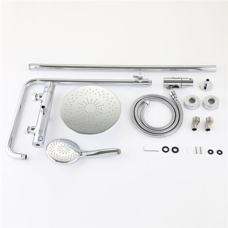 Thermostat Duschsystem Dusche Duscharmatur Chrom Regendusche Rainshower Duschset inkl. Verstellbar Handbrause Regenbrause Duschstange
