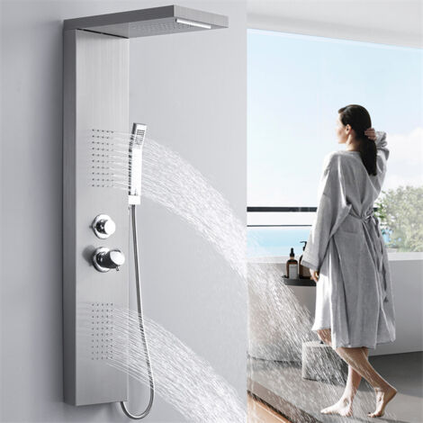 Duschpaneel Hydromassage-Duschsäule Vier Wasserfunktionen Wandpaneel aus Gebürstetem Edelstahl (1/5)