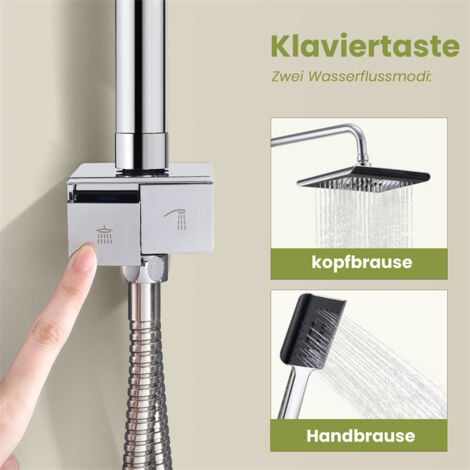 Chrom-Duschsäulen-Duschsystem mit Handbrause-Set Duschset ohne Mischbatterie Höhenverstellbare Regendusche aus Edelstahl