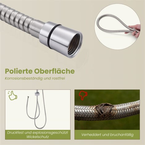 Chrom-Duschsäulen-Duschsystem mit Handbrause-Set Duschset ohne Mischbatterie Höhenverstellbare Regendusche aus Edelstahl