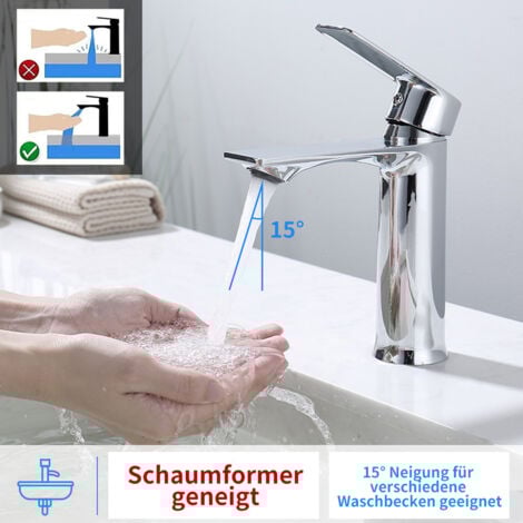 Wasserhahn Bad Chrom Waschtischarmatur Bad Armatur Mischbatterie Waschbeckenarmatur Einhebelmischer Badezimmer
