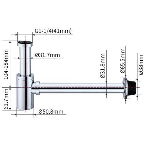 Röhrensifon Siphon Edelstahl mit Geruchsverschluss höhenverstellbar 1-1/4 für Waschbecken Waschtisch