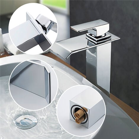 Badarmatur wasserfall Wasserhahn Bad hoch Waschtischarmatur Waschbeckenarmatur Einhandmischer Bad Armatur Mischbatterie Bad Chrom