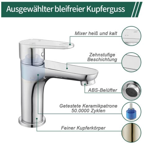 Wasserhahn Bad chrom Badarmatur Einhebel Mischbatterie Bad Waschtischarmatur Einhandmischer Waschtisch Armatur für Badezimmer