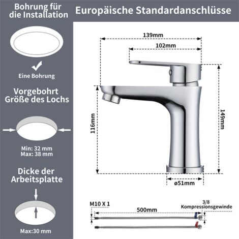 Wasserhahn Bad chrom Badarmatur Einhebel Mischbatterie Bad Waschtischarmatur Einhandmischer Waschtisch Armatur für Badezimmer