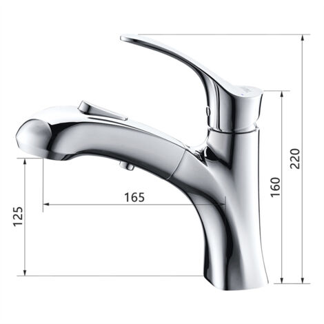 Wasserhahn Bad mit Ausziehbar Brause Waschtischarmatur 2 Strahlarten mit Pause Taste Badarmatur aus Messing Mischbatterie für Bad/Küche