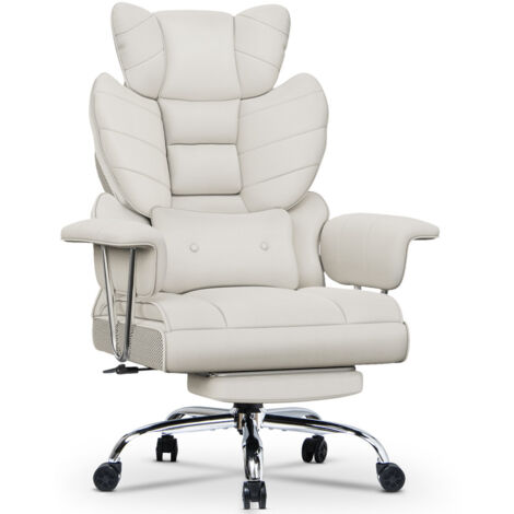 SpecStandard Fauteuil De Bureau Cuir - Tension Inclinaison Réglable - Blanc