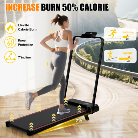Tapis De Course Pliable 2.5 HP - Inclinaison 5°, Vitesse Max 8 Km/h, écran LCD - Pour Marche Rapide, Entraînement HIIT à La Maison - 11