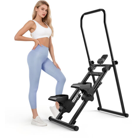 Stepper D'escalier Vertical Avec écran LCD - Guidon Réglable, Capacité 150 Kg, Pliable, Pour Fitness Maison