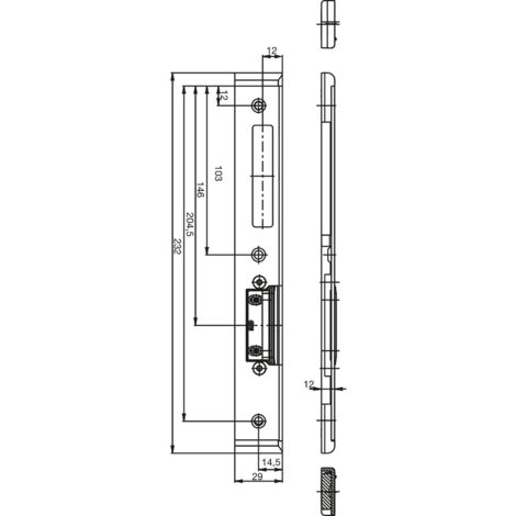 GU Schließblech f. Secury zum Aufschrauben,verst.m. AT-Stück,rechts,verz. silber