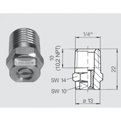 Buse haute pression 1/4M ouverture 25°  - calibre - 09