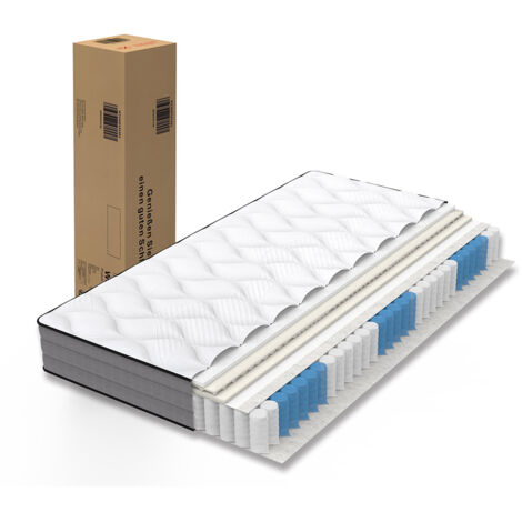 Matelas à ressorts ensachés de luxe, 1000 ressorts, soutien indépendant 7 zones, certification Oeko-TEX, tissu en lyocell, sensation de couchage ferme H3 - 140x200cm (1/5)