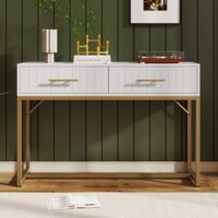Schminktisch mit 2 Schubladen,Schubladenkommode Kommode,Weiß -H75/B100/T45 cm