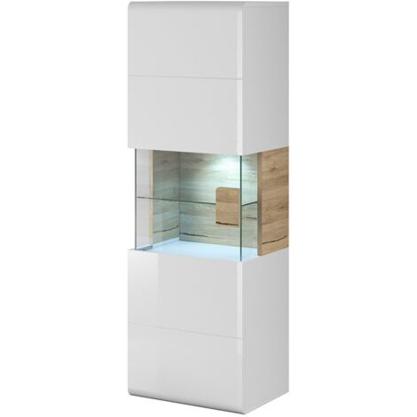 Komodee Vitrine Tivoli Weiß - Hängender Schrank 100x50cm Mit LED Beleuchtung