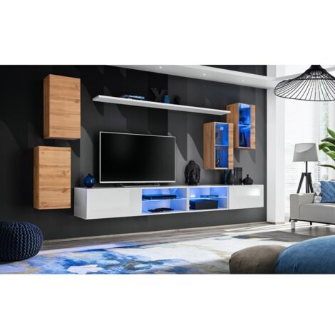 Wohnzimmermöbel-Set SWITCH XXV im Design, Eichen- und Weißfarben.